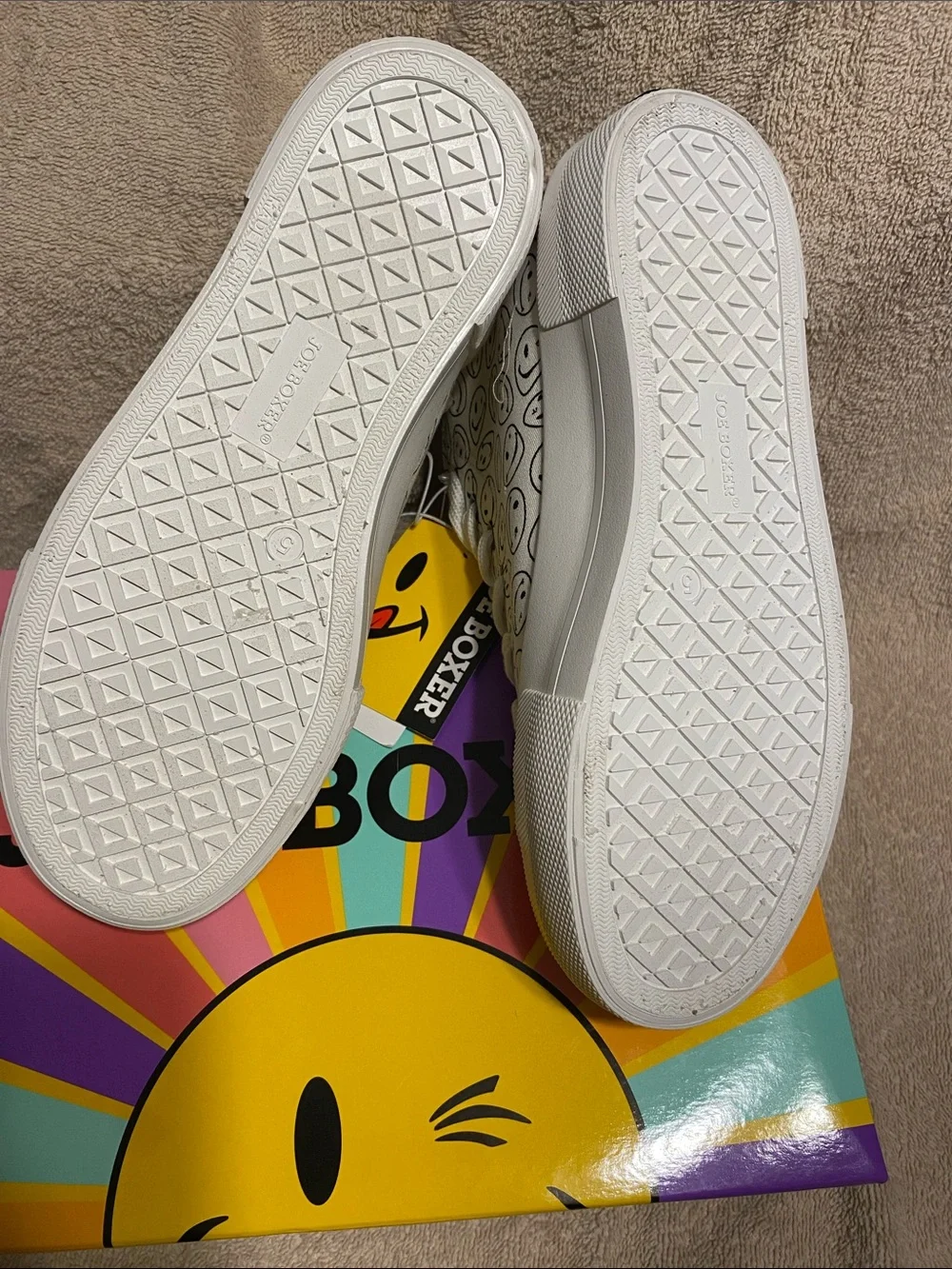 Joe Boxer White High-Top Sneakers with Smiley Print